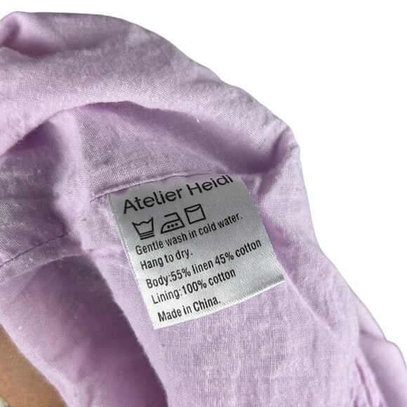 Boutique Cottagecore Long Sleeve Linen Blend Lavender Embroidered Maxi Dress S - Picture 7 of 7